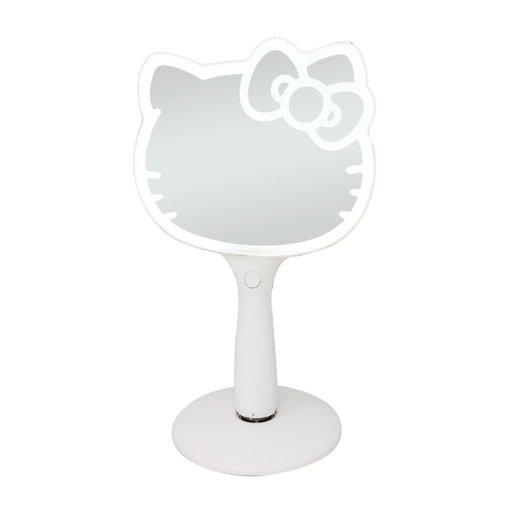Impressions Vanity Hello Kitty Rechargeable LED Lighted Handheld Mirror with Standing Base - White