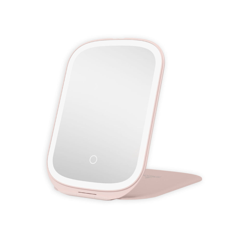 Impressions Vanity Lucent Tablet Tri-Tone LED Makeup Foldable Mirror with Stand - Pink