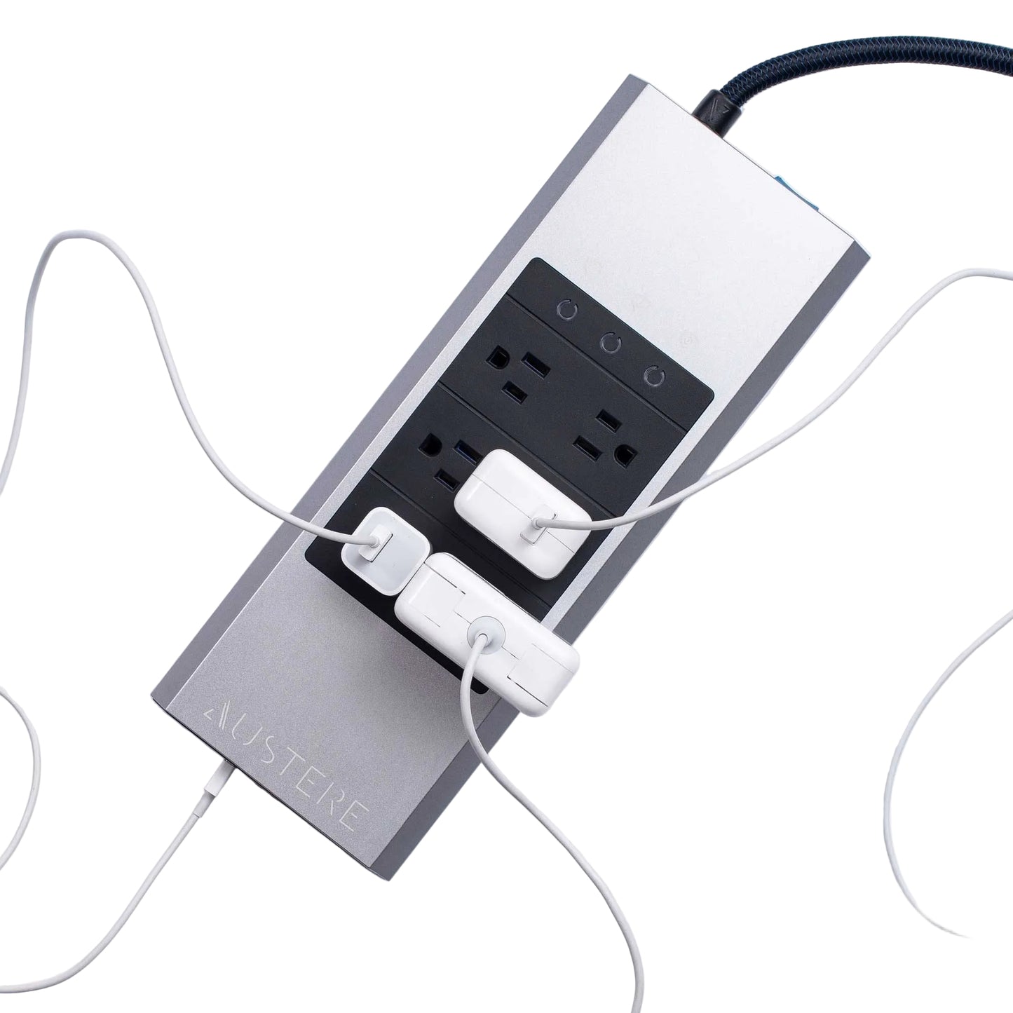 Toma de corriente Austere 5SPS6US1 V Series 6 con puerto USB omnidireccional, color plateado y negro