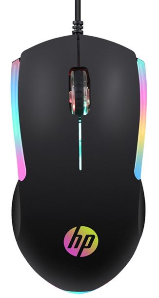 Ratón para juegos con cable HP M160 y luz RGB, color negro