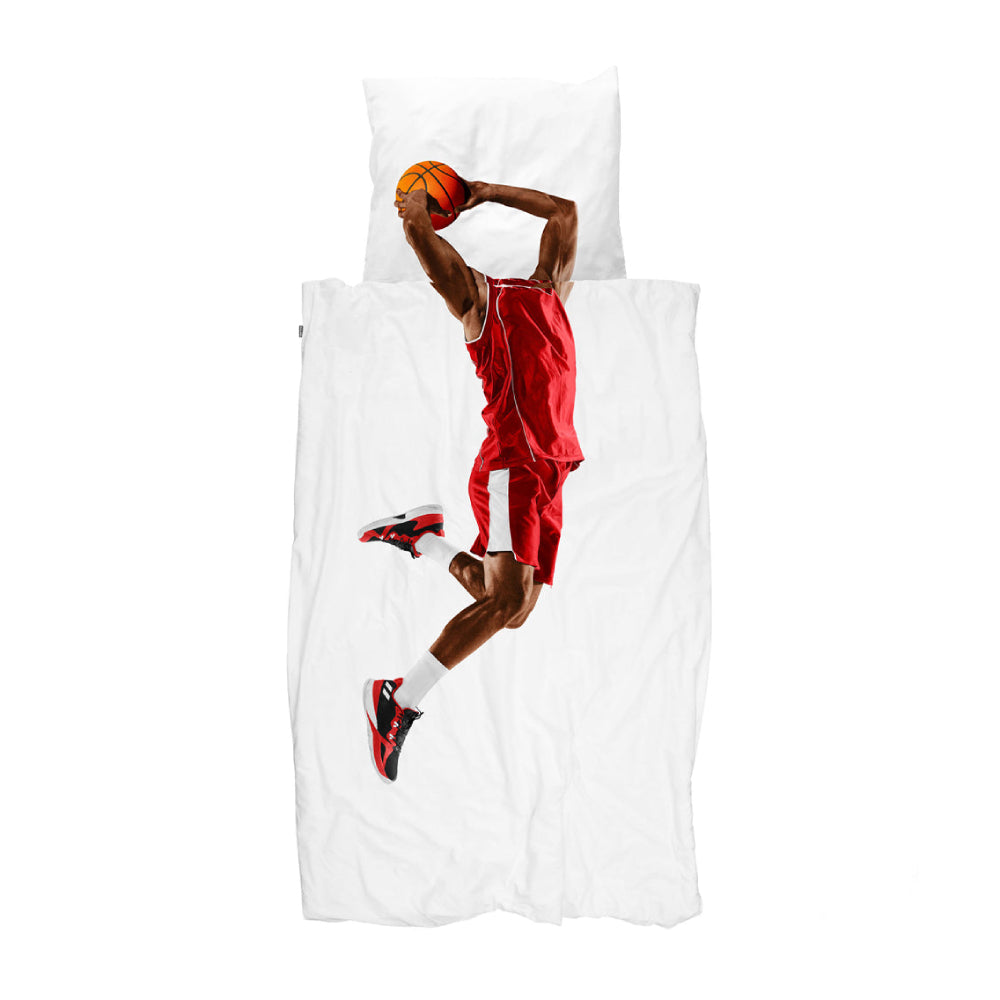 Juego de funda de edredón de baloncesto de 2 piezas tamaño twin de Snurk - Rojo/oscuro
