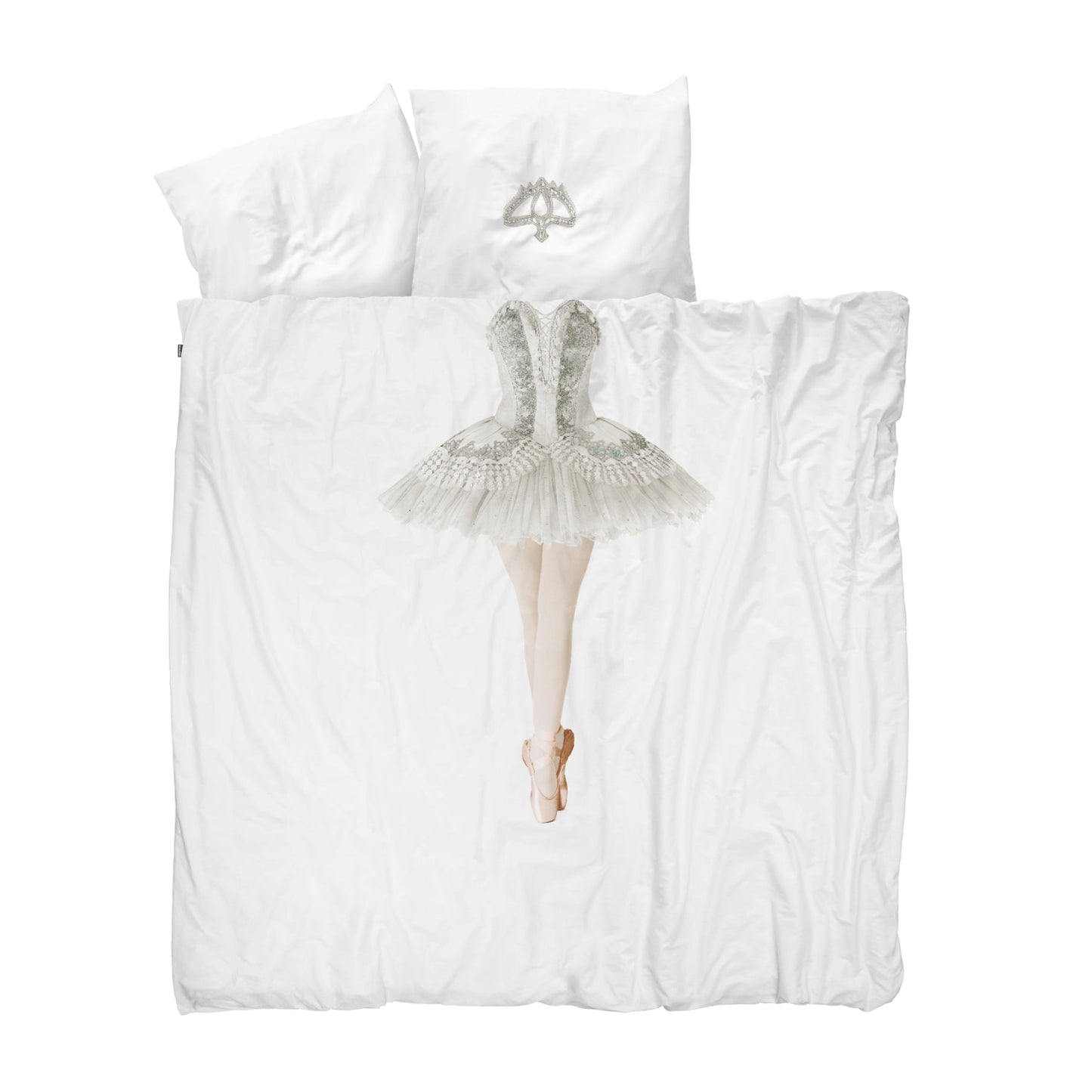 Snurk Queen Size 3-Piece Ballerina Duvet Cover Set - White/Gray