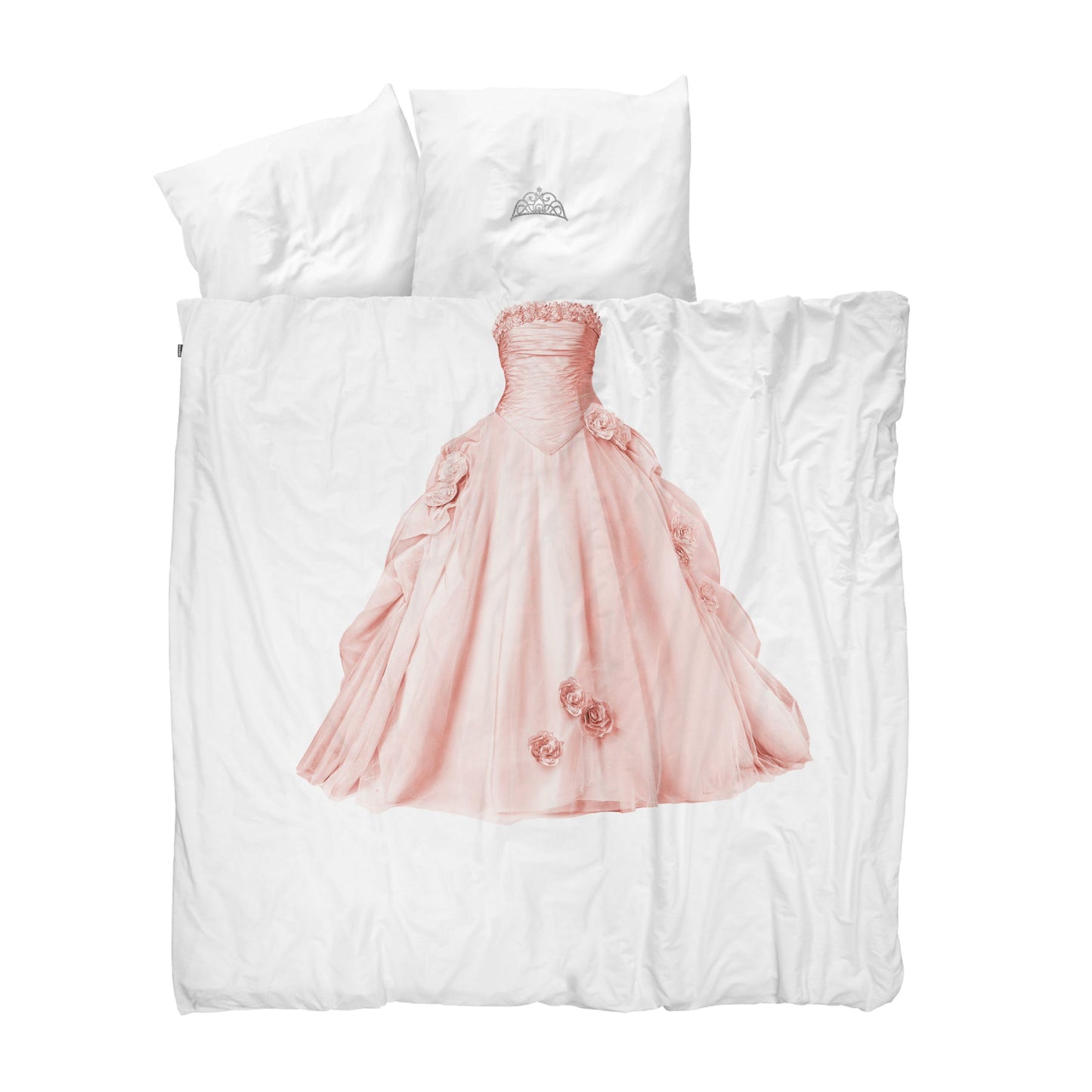Juego de funda nórdica de princesa de 3 piezas tamaño queen de Snurk, blanco y rosa
