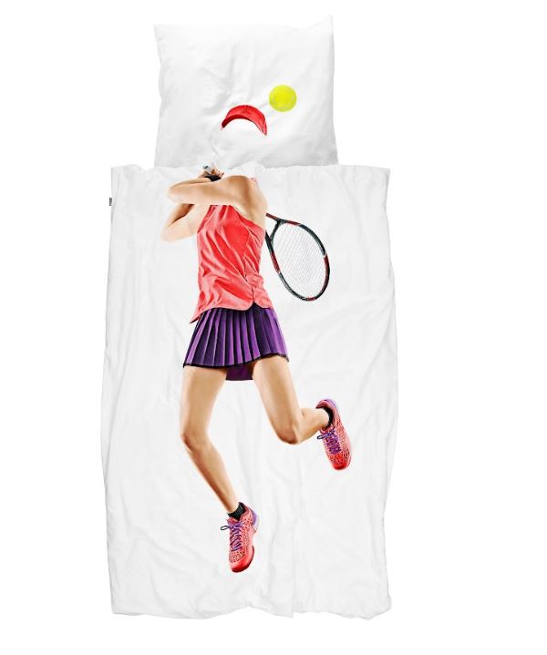 Snurk Queen Size Tennis Pro Duvet Cover Set (3-Piece) - White