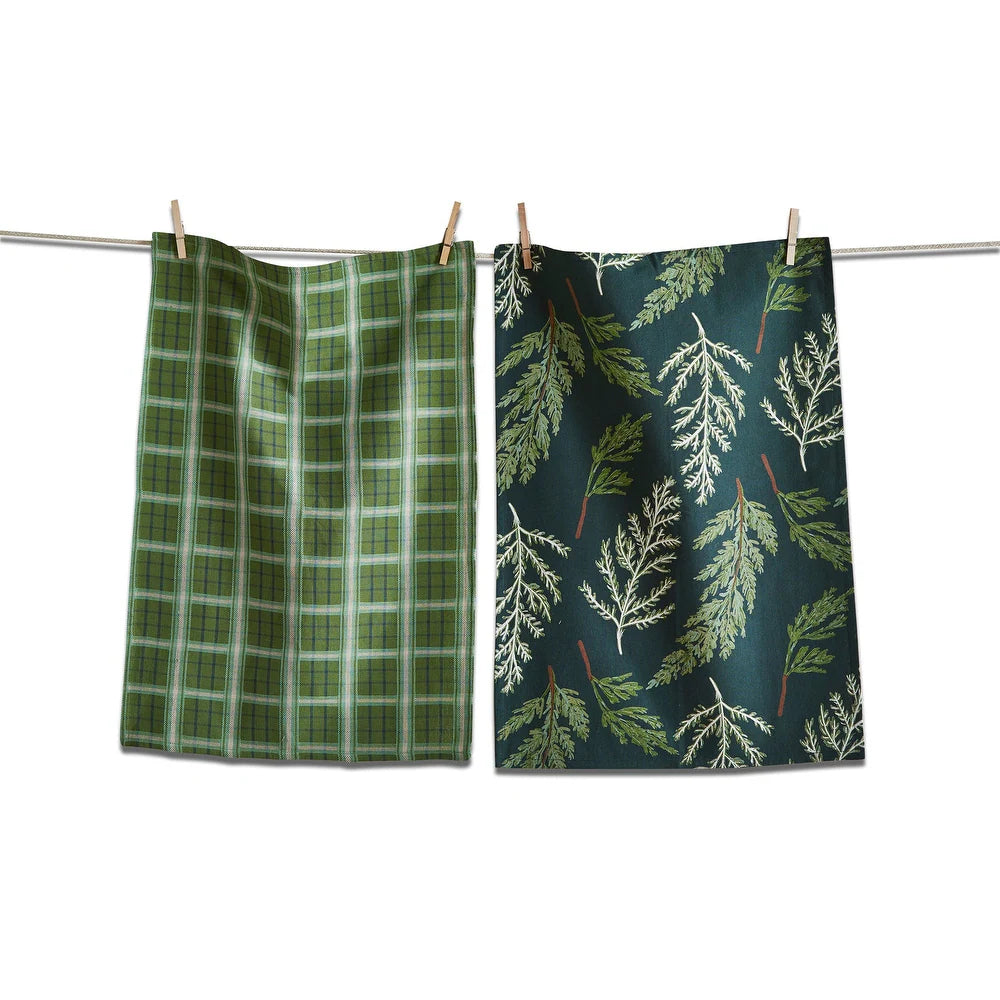 Tag 18" x 26" Juniper Sprig Cotton Dishtowel (Set of 2) - Green