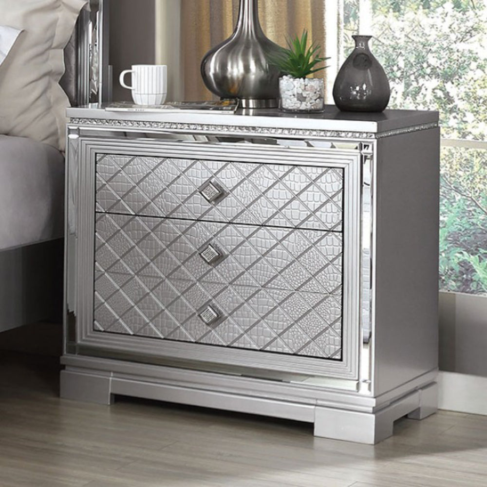 Belleterre Nightstand with 3 Drawers by Furniture of America - Gray