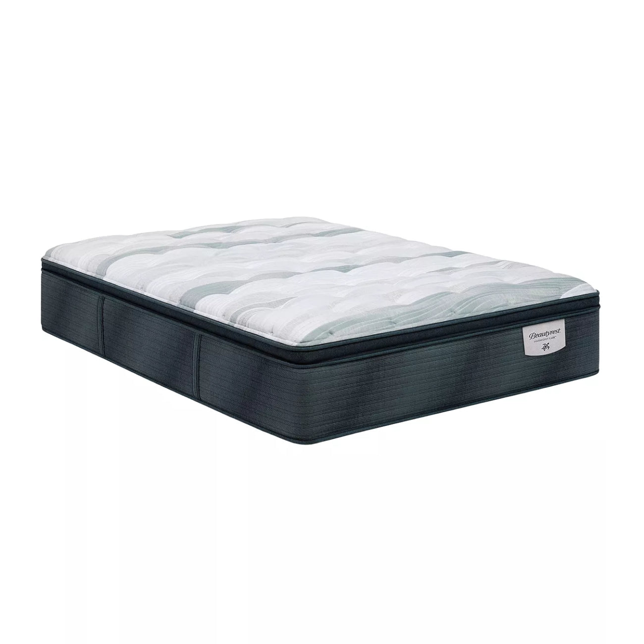 Colchón Beautyrest Harmony Lux Anchor Island de tamaño doble con cubierta acolchada mediana, firme, gris y blanco