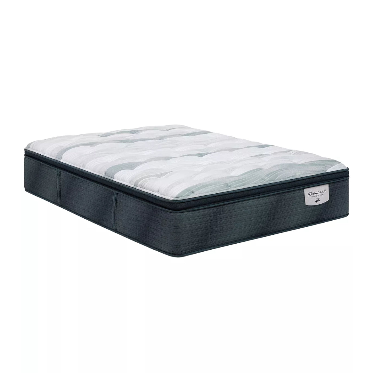 Colchón Beautyrest Harmony Lux Anchor Island de tamaño completo con cubierta acolchada mediana, firme, gris y blanco