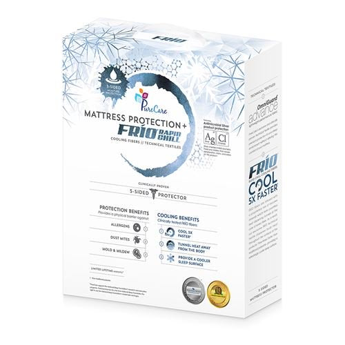 PureCare FRIOMP50 Frio 5-Sided Cooling Queen Size Mattress Protector - White - Curacao