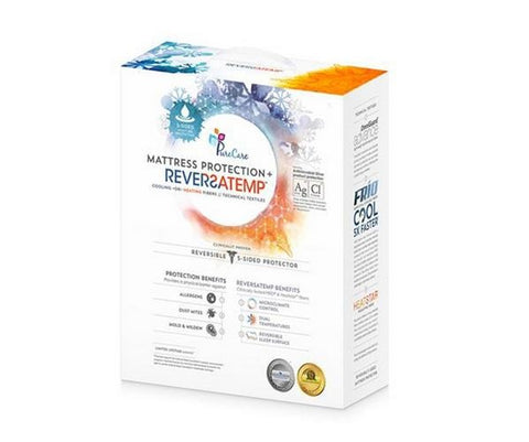 PureCare ReversaTemp 5-Sided Queen Size Mattress Protector with Reversible Cooling or Warming Sleep Surface - White - Curacao