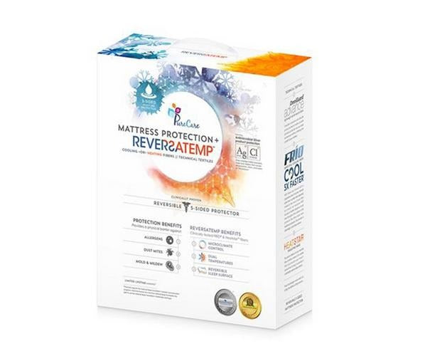 PureCare ReversaTemp 5-Sided Queen Size Mattress Protector with Reversible Cooling or Warming Sleep Surface - White - Curacao