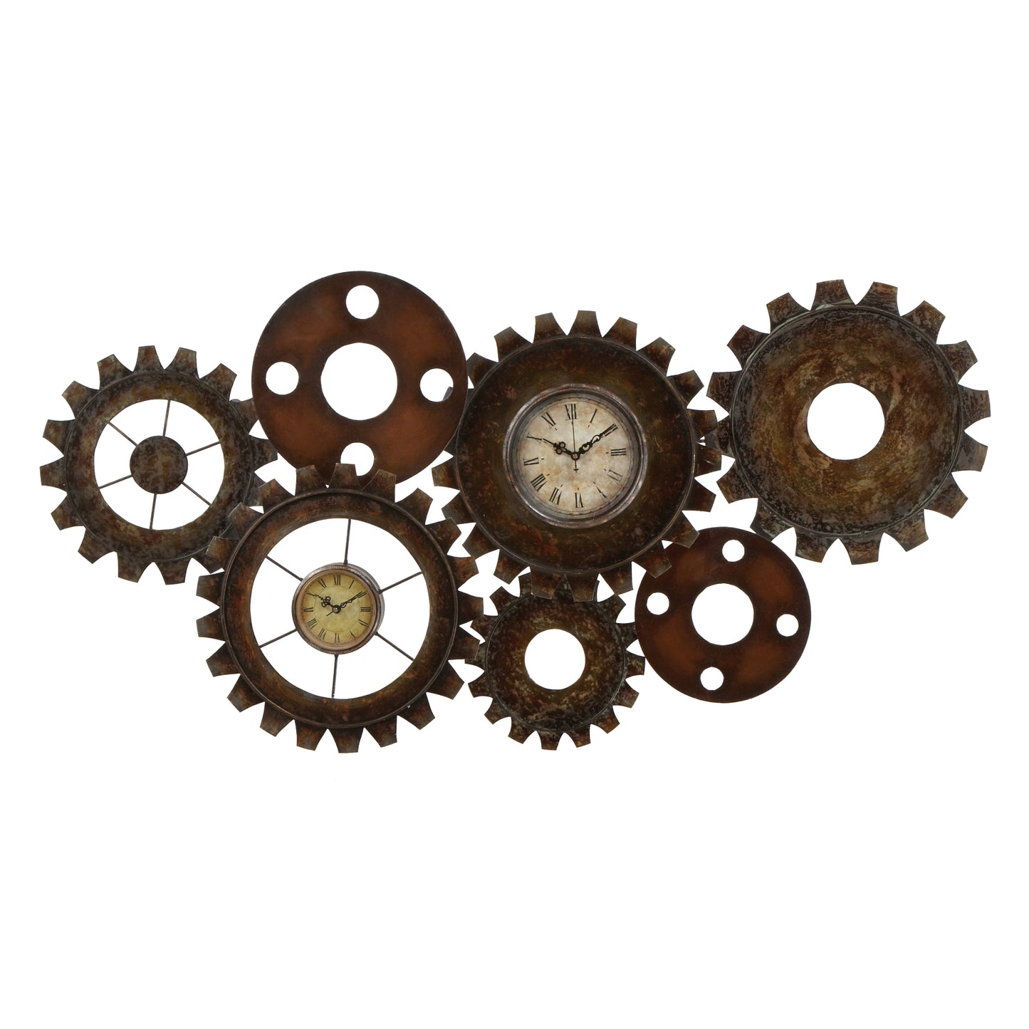 Reloj de pared con engranajes de UMA Enterprises Industrial de 34" x 17" en metal, marrón