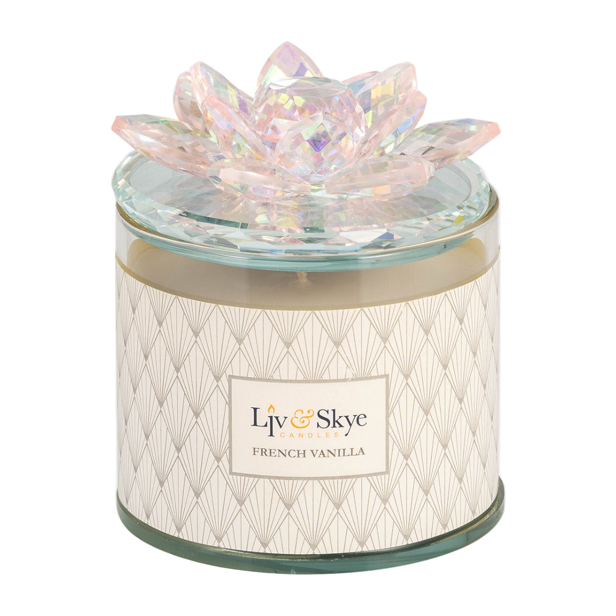 Sagebrook Home Contemporary 5" Crystal French Vanilla Lotus Candle - Pink