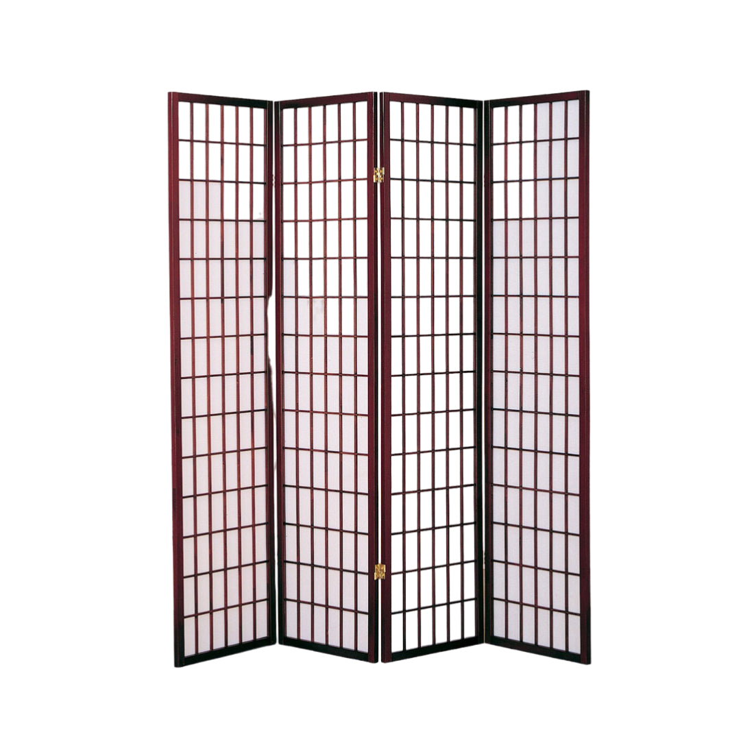 Traditional 70" x 69" 4-Panel Room Divider with White Screen by Milton Greens Stars - Cherry