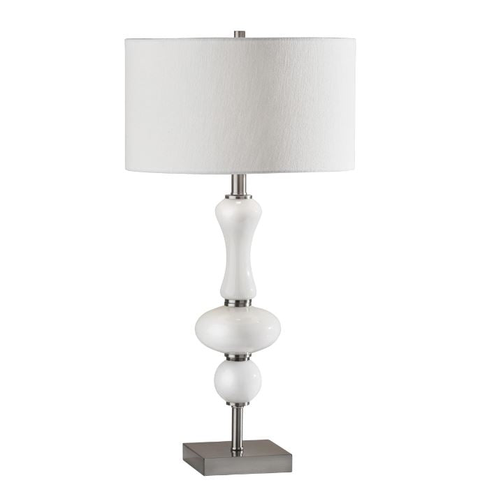 Adesso Natalie 29" Table Lamp - Brushed Steel/White Milk Glass