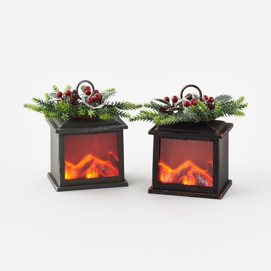 Black/Gray Fire Light Lantern Ornament