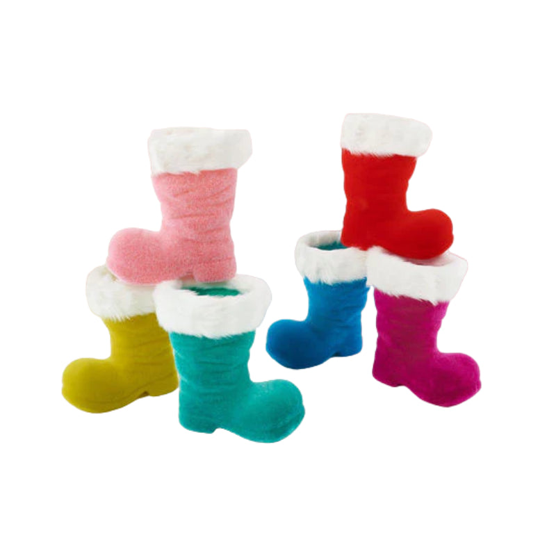 Christmas Santa's Flocked Boot - Assorted