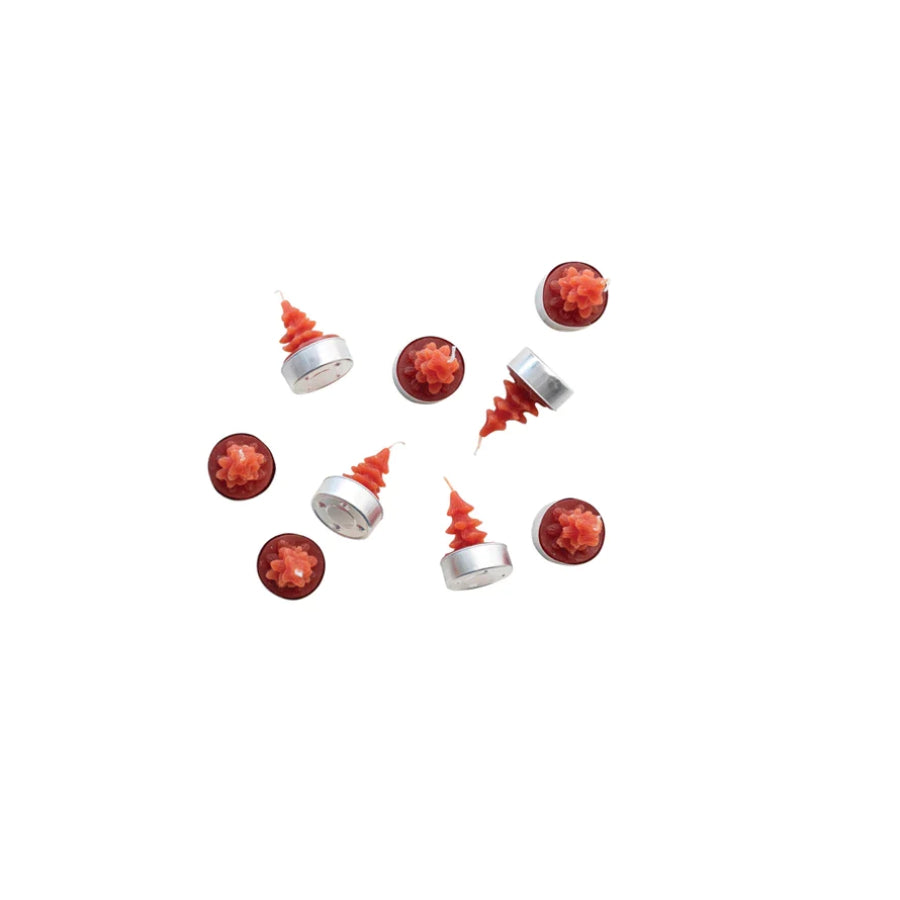 Creative Co-Op Unscented Tree Tealights (Set of 9) - Holly Berry
