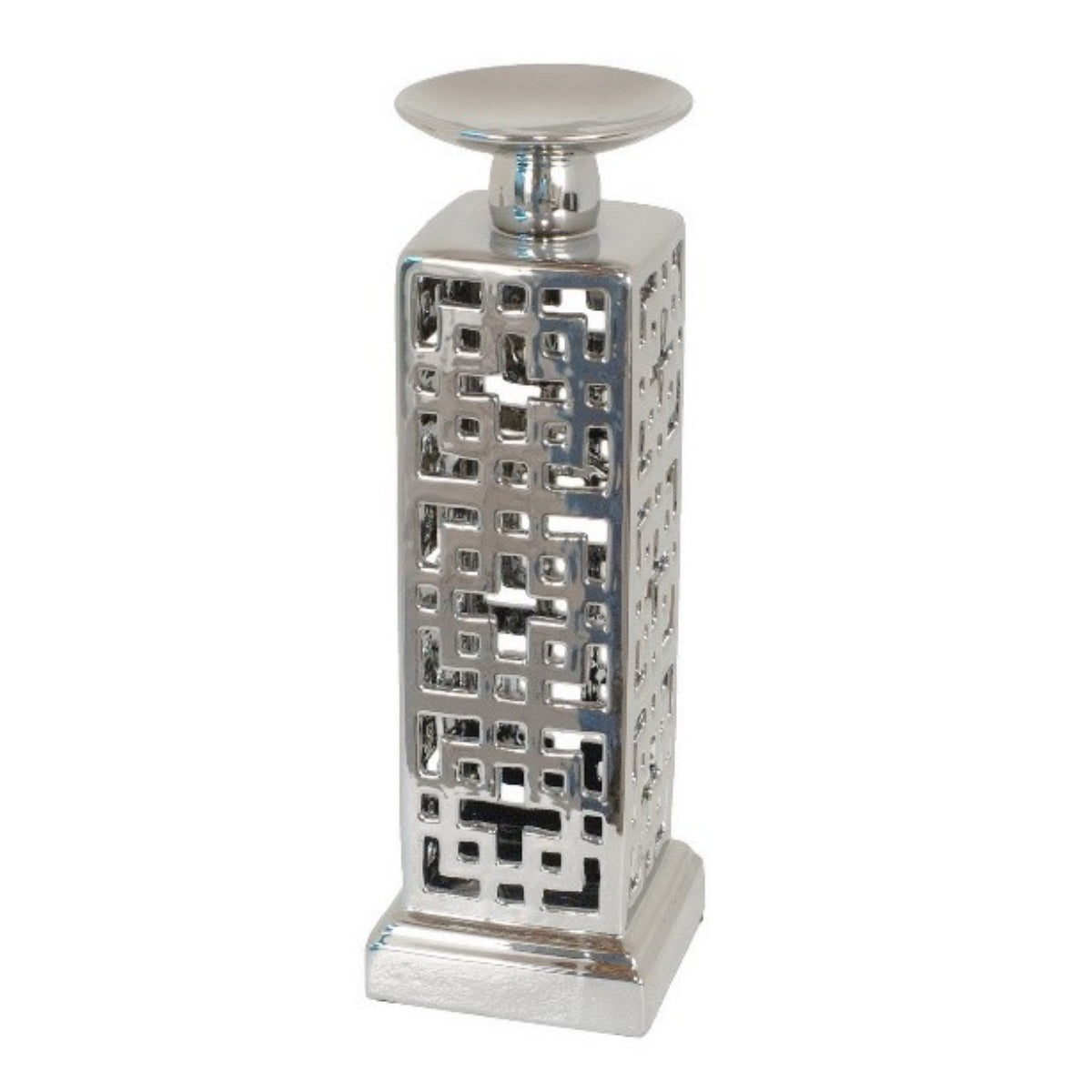 Three Hands 14.25'' Rectangular Table Top Candle Holder- Silver