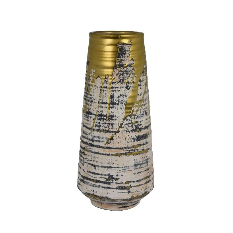 Three Hands 14.25" Tapered Cylindrical Ceramic Vase - Multicolor