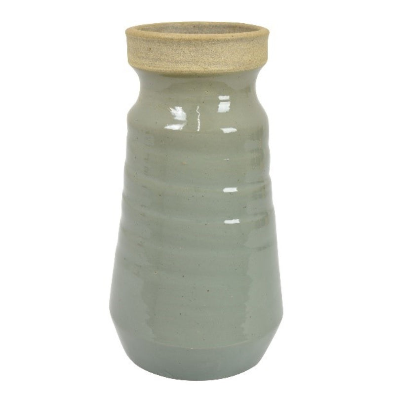 Three Hands 12.5" Tapered Cylinder Ceramic Vase - Gray