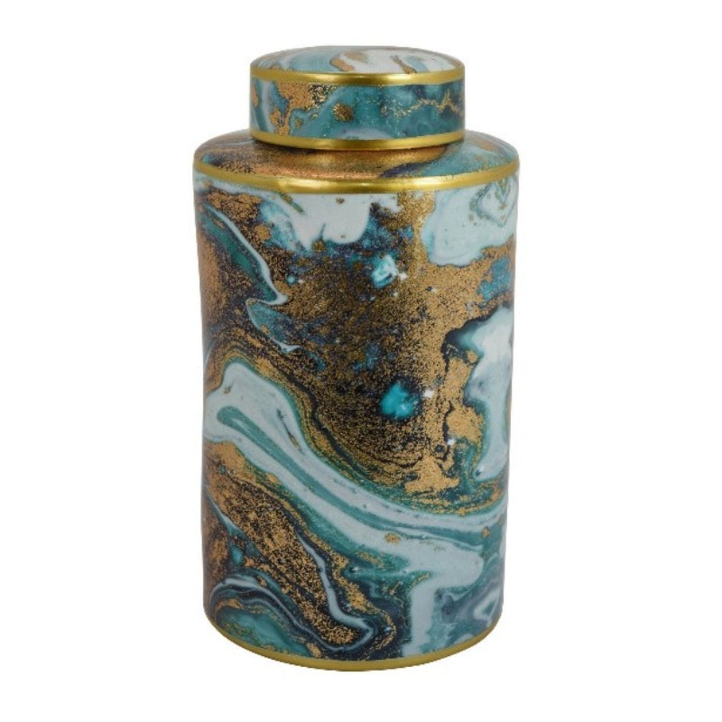 Three Hands 11.75" Cylindrical Ceramic Jar - Multicolor