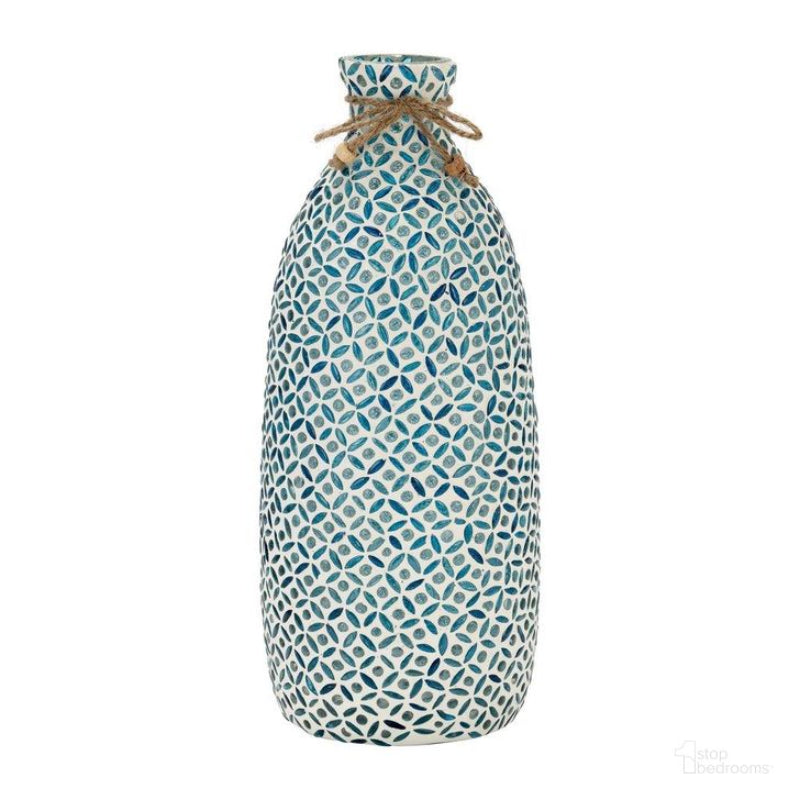 Jarrón de mosaico de vidrio contemporáneo de 13" de Sagebrook Home, color azul