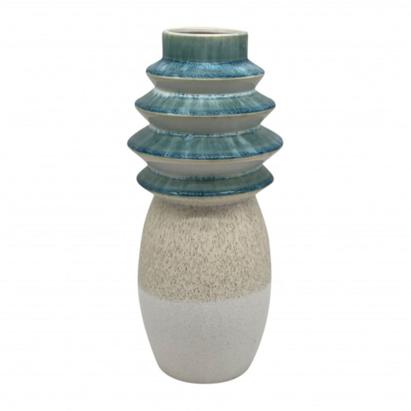 Sagebrook Home Contemporary 15" Stoneware Fluted Top Vase - Multicolor