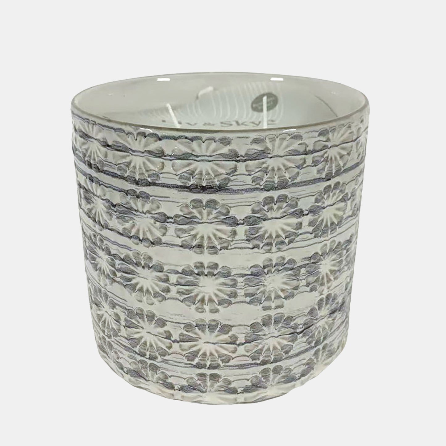Sagebrook Home 7" Flower Citro Candle - White/Gray