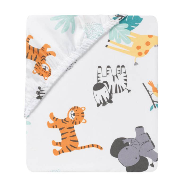 Bedtime Originals Mighty Jungle Animals Baby Fitted Crib Sheet - Multicolor