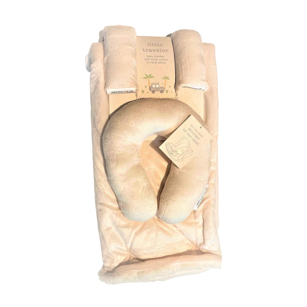 SL Home Fashions Little Traveler - Juego de 4 fundas para almohadas de viaje para bebés - Safari Ivory