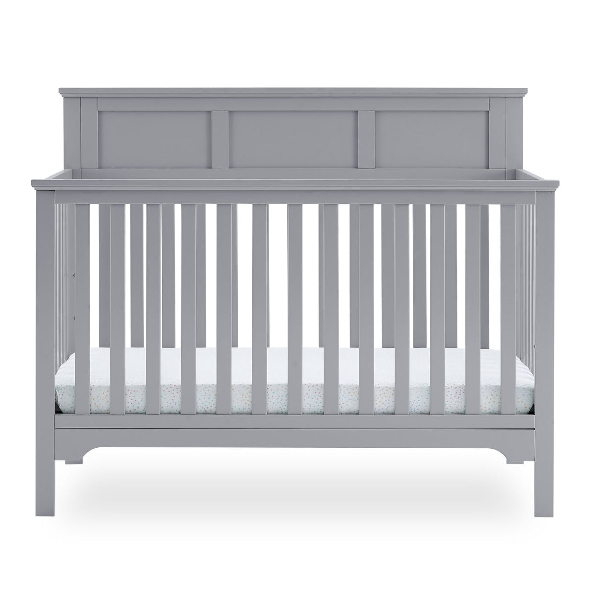 Delta Children Sweet Beginnings Hart Flat Top Gray 6-in-1 Convertible Wooden Crib