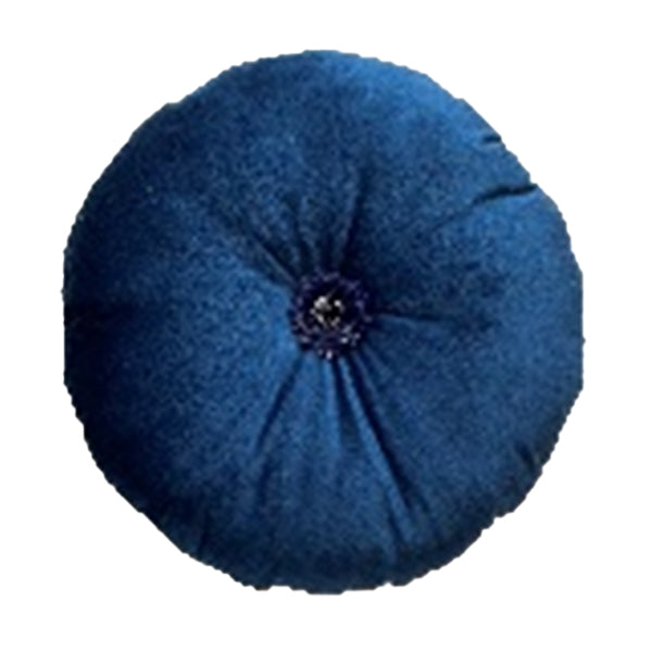 Best Home Queens Dignity 14" Round Plush Pillow with Button Embellishment - Navy