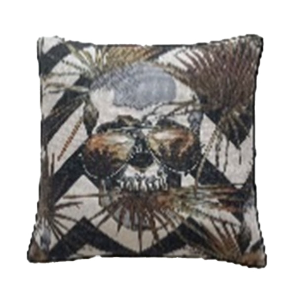 Born to Be Bad Desert Skull 18" Modern Style Accent Throw Pillow Cover By Best Home - Multicolor