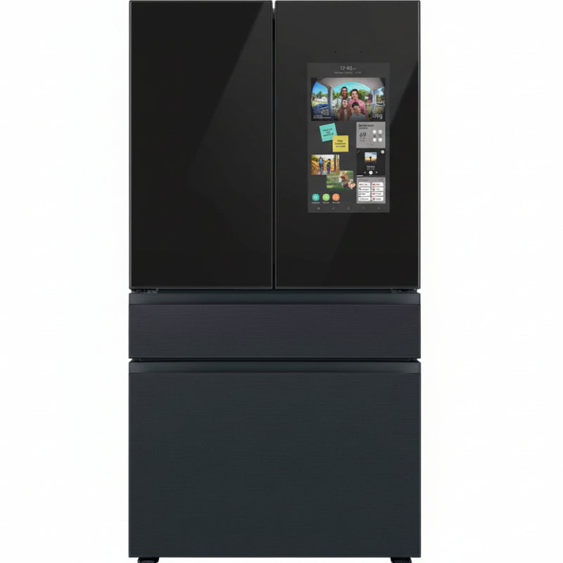 Samsung - Refrigerador inteligente BESPOKE de 29 pies cúbicos, 4 puertas y puertas francesas con Family Hub - Acero negro mate