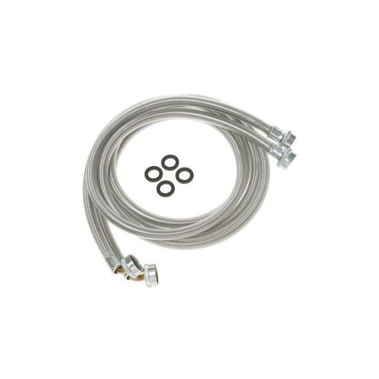 GE WX14X10011 6ft Universal Washer Hose with 90 ÌŠ Elbow (Set of 2) - Stainless Steel - Curacao