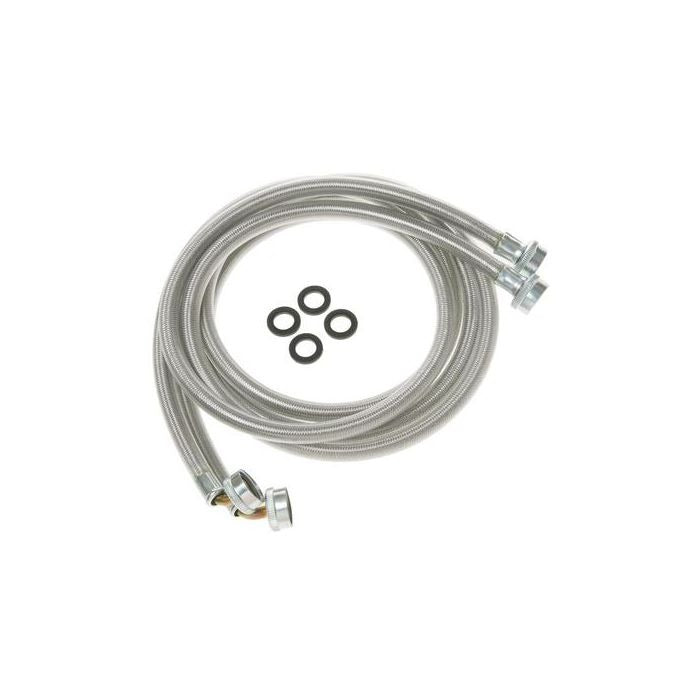 GE WX14X10011 6ft Universal Washer Hose with 90 ÌŠ Elbow (Set of 2) - Stainless Steel - Curacao