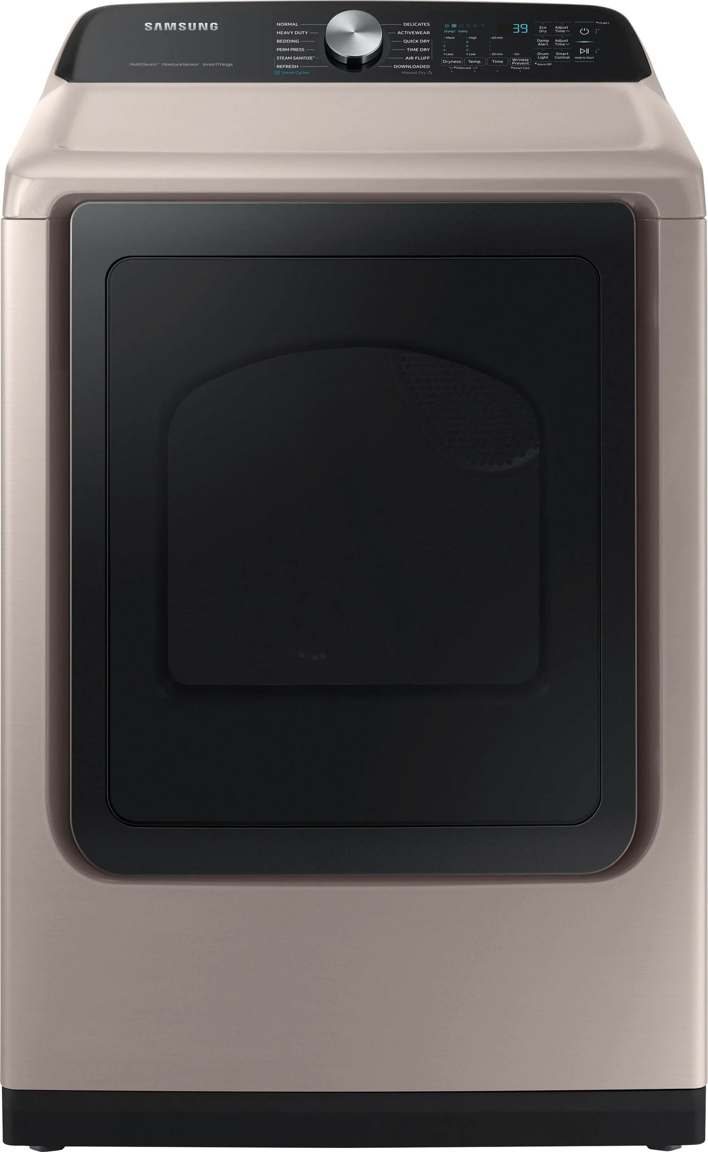 Secadora eléctrica Samsung DVE52A5500C de 7,4 pies cúbicos con Steam Sanitize+, color champán, con certificación ENERGY STAR