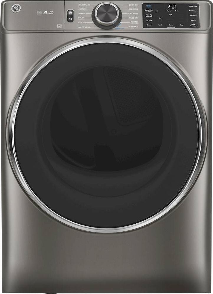 GE GFD65GSPNSN 7.8 cu.ft. Front Load 12-Cycle Gas Dryer with Steam - Satin Nickel