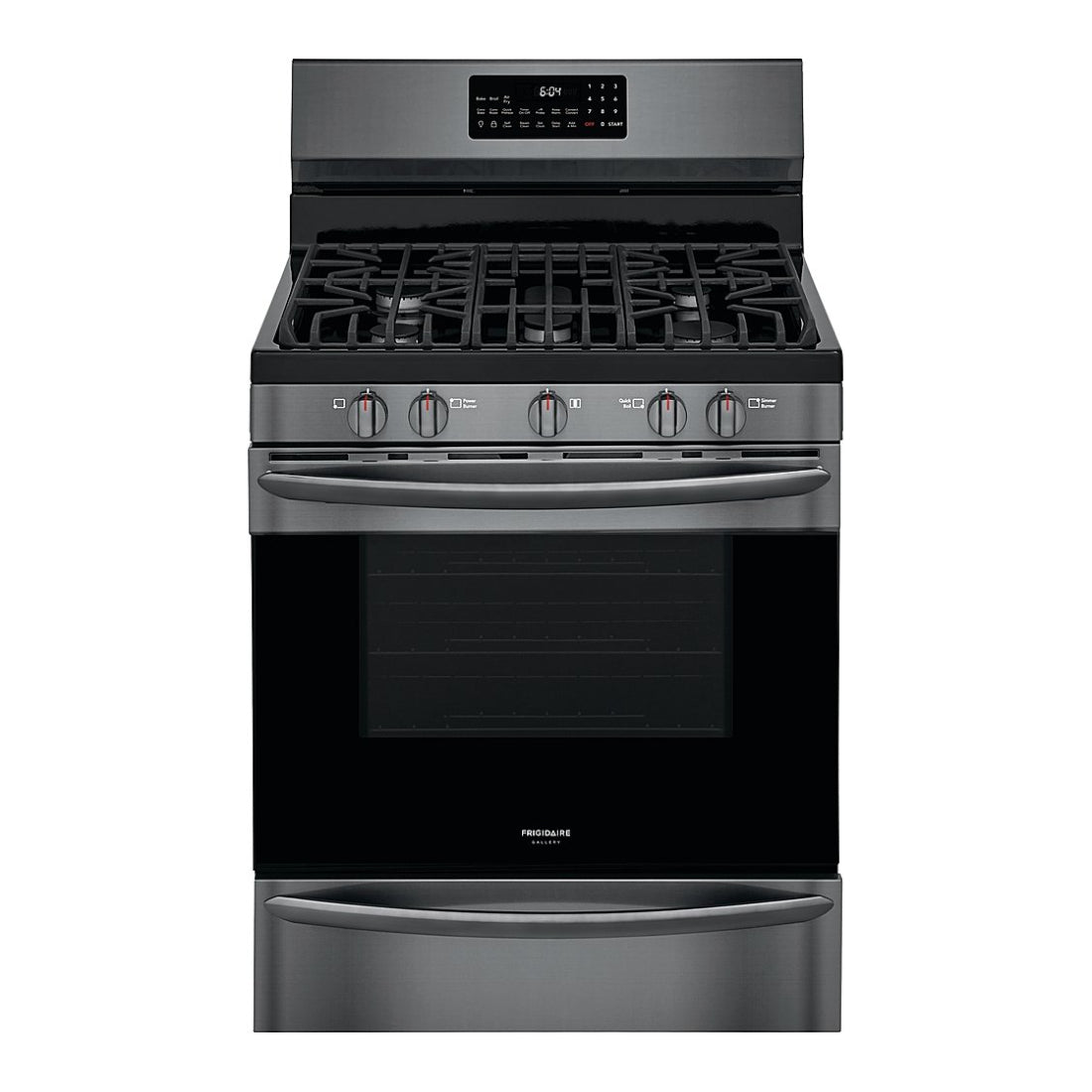 Cocina a gas independiente Frigidaire Gallery GCRG3060AD de 5,0 pies cúbicos con Air Fry - Acero inoxidable negro