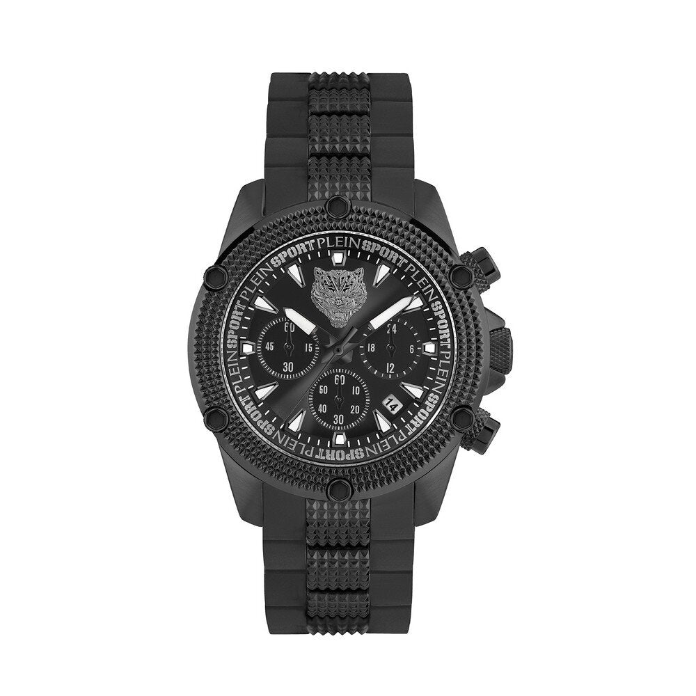 Reloj cronógrafo de cuarzo para hombre Plein Sport Hurricane de 44 mm con pulsera, color negro