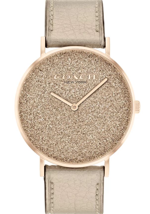 Coach Women's Perry Gold-Tone Leather Strap Watch