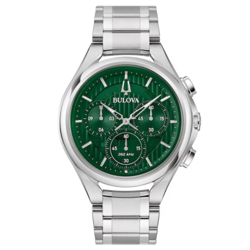 Bulova Curv Men's 44mm Stainless Steel Bracelet Watch - Green Dial