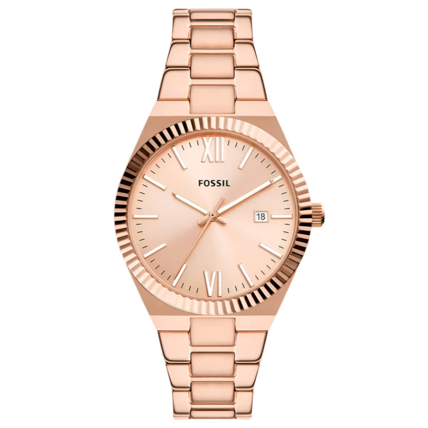 Reloj Fossil Scarlette para mujer, pulsera con fecha y tres manecillas, 38 mm, oro rosa