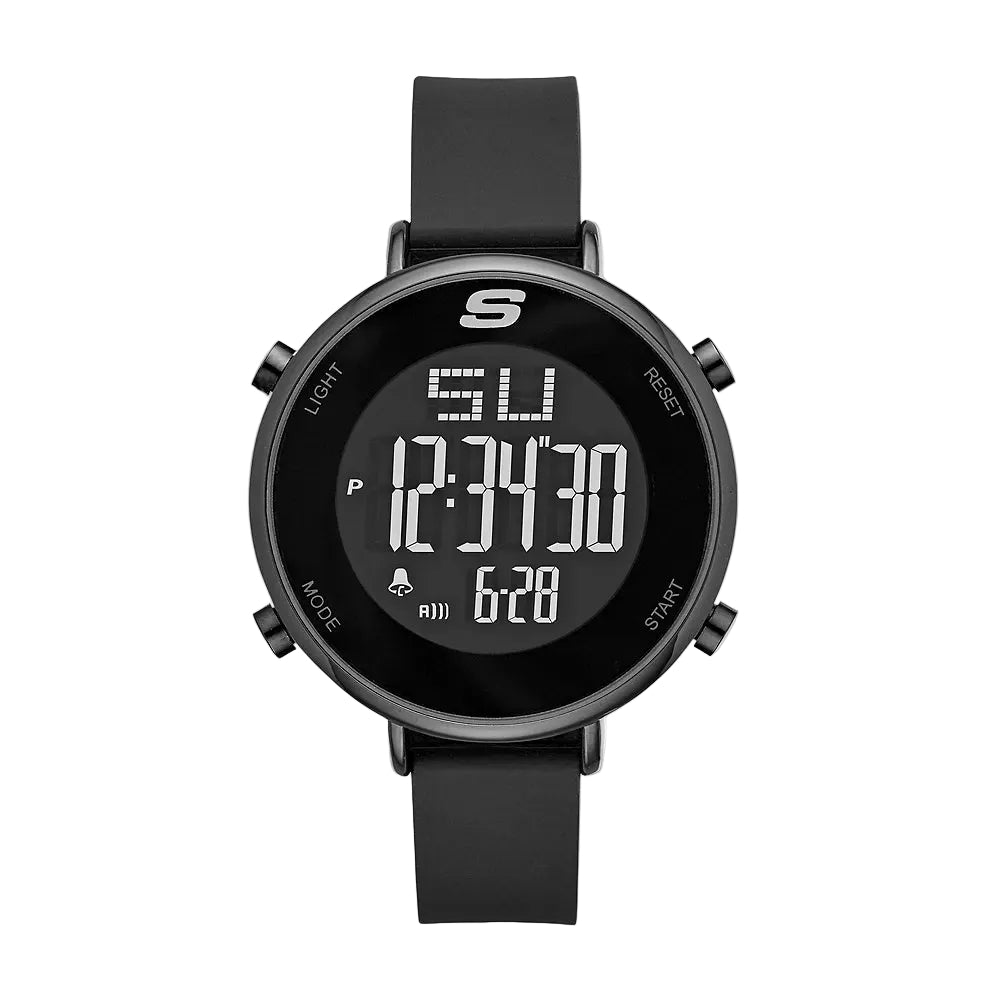 Reloj digital Skechers Magnolia para mujer, correa blanca, 40 mm, esfera en oro rosa