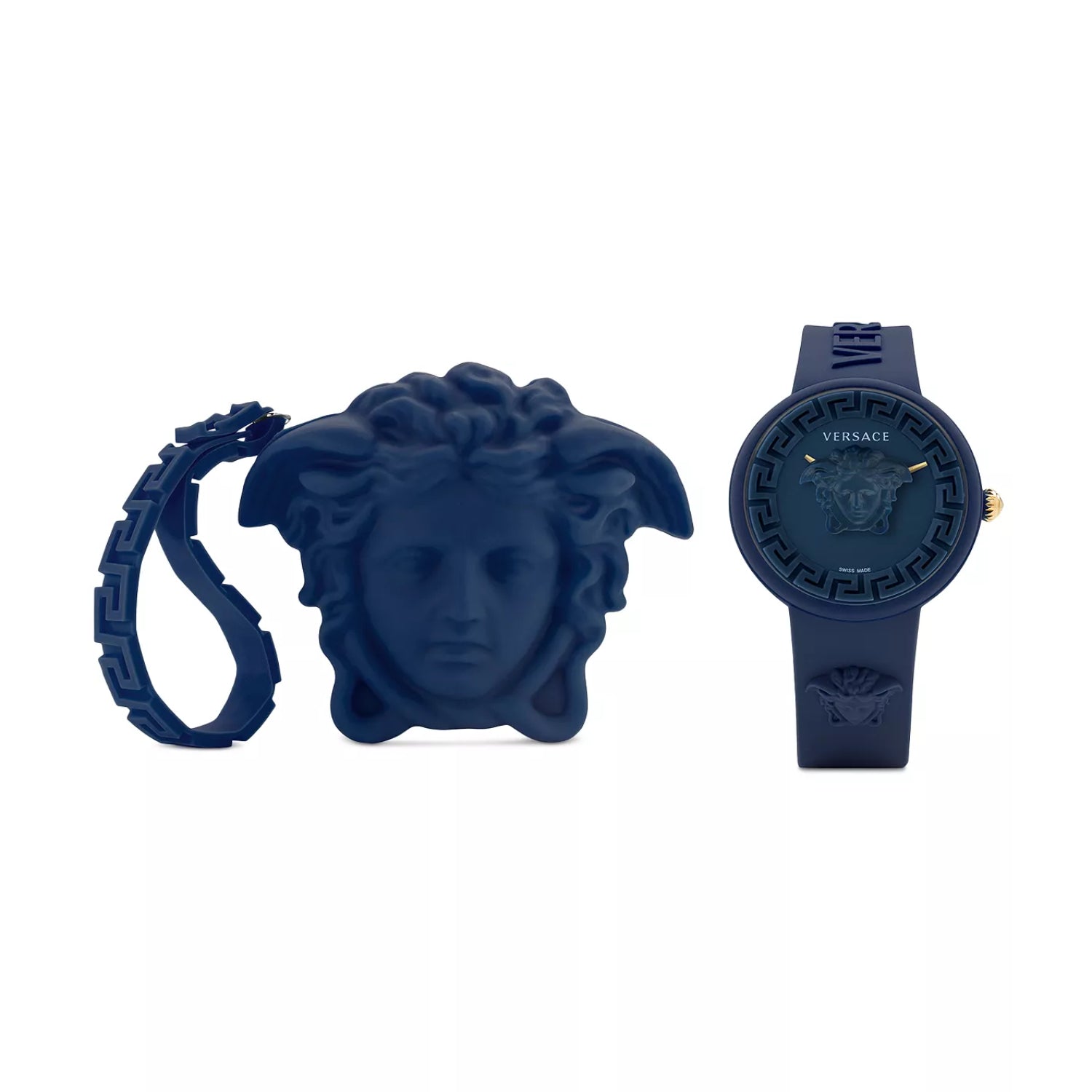 【希少】Versace ヴェルサーチ　置き時計　Medusa Blue Versace Medusa Pop Unisex 39mm Swiss Strap Watch with Pouch– Curacao