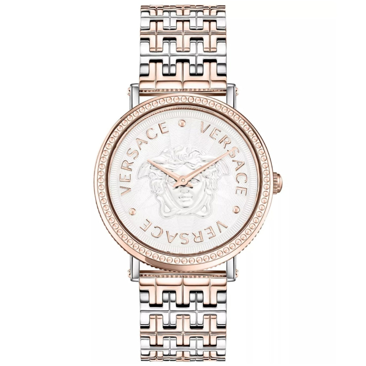 Versace V-Dollar Women's 37mm Swiss Two-Tone Bracelet Watch - Silver Dial