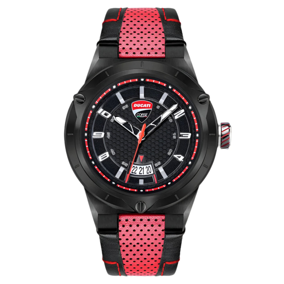 Reloj con correa de 45 mm para hombre Ducati Corse Cura - Negro