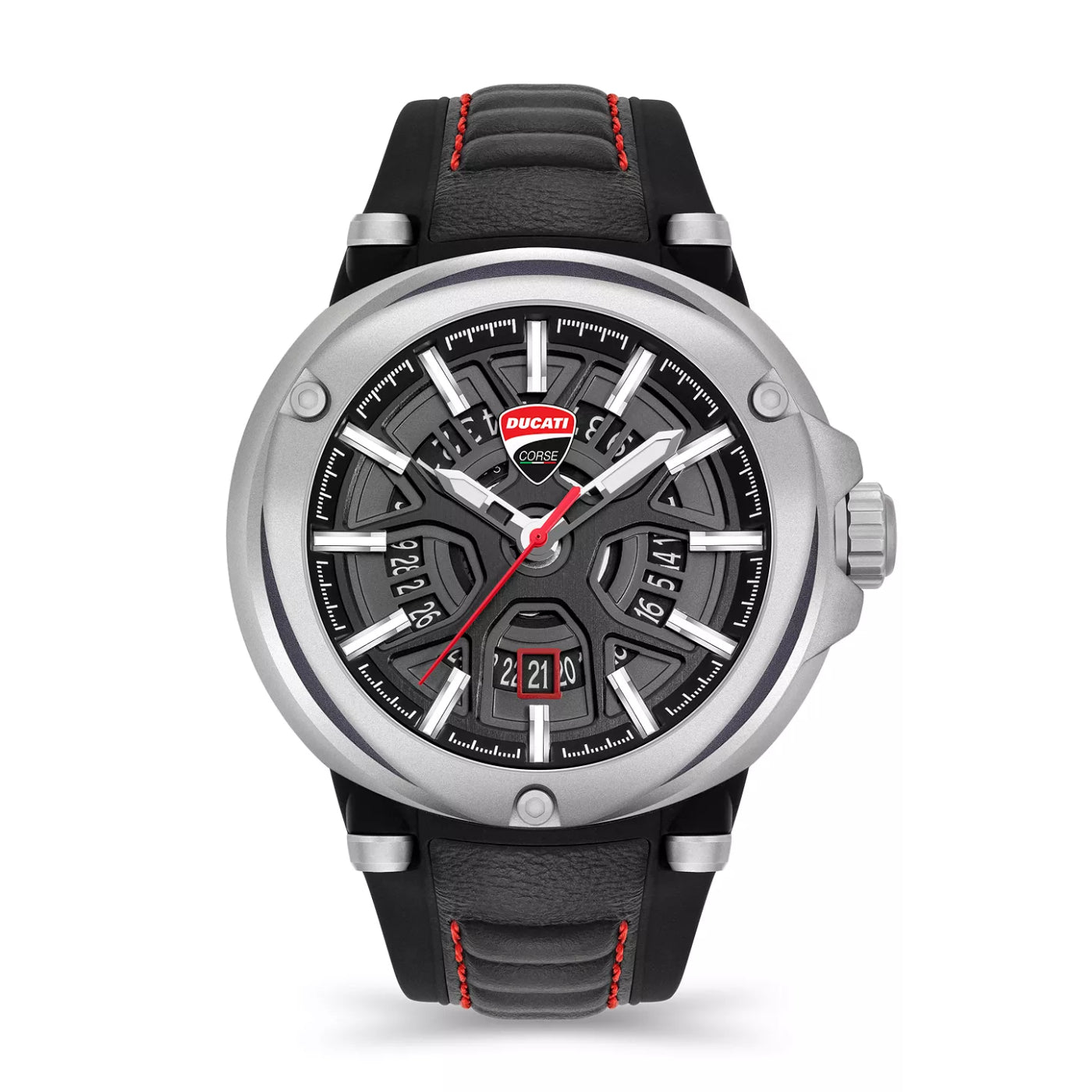 Ducati Corse Partenza Reloj para hombre con correa de 49 mm - Negro