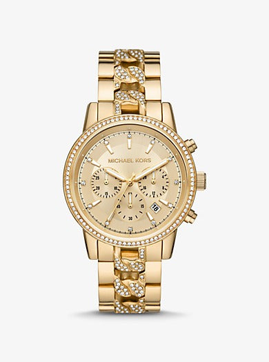 Michael Kors Ritz Women's 41mm Quartz Stainless Steel Bracelet Watch - Gold - Curacao